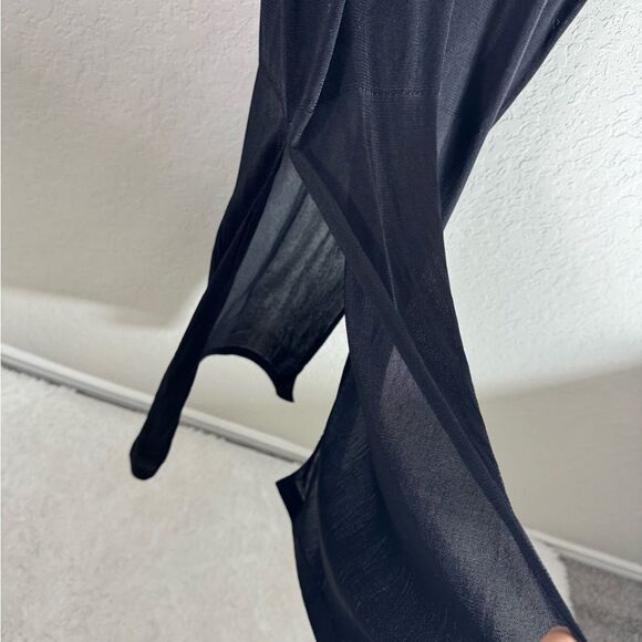 COS Black Collared V-Neck Viscose Double Slit Maxi Dress Size XS - Picture 4 of 12